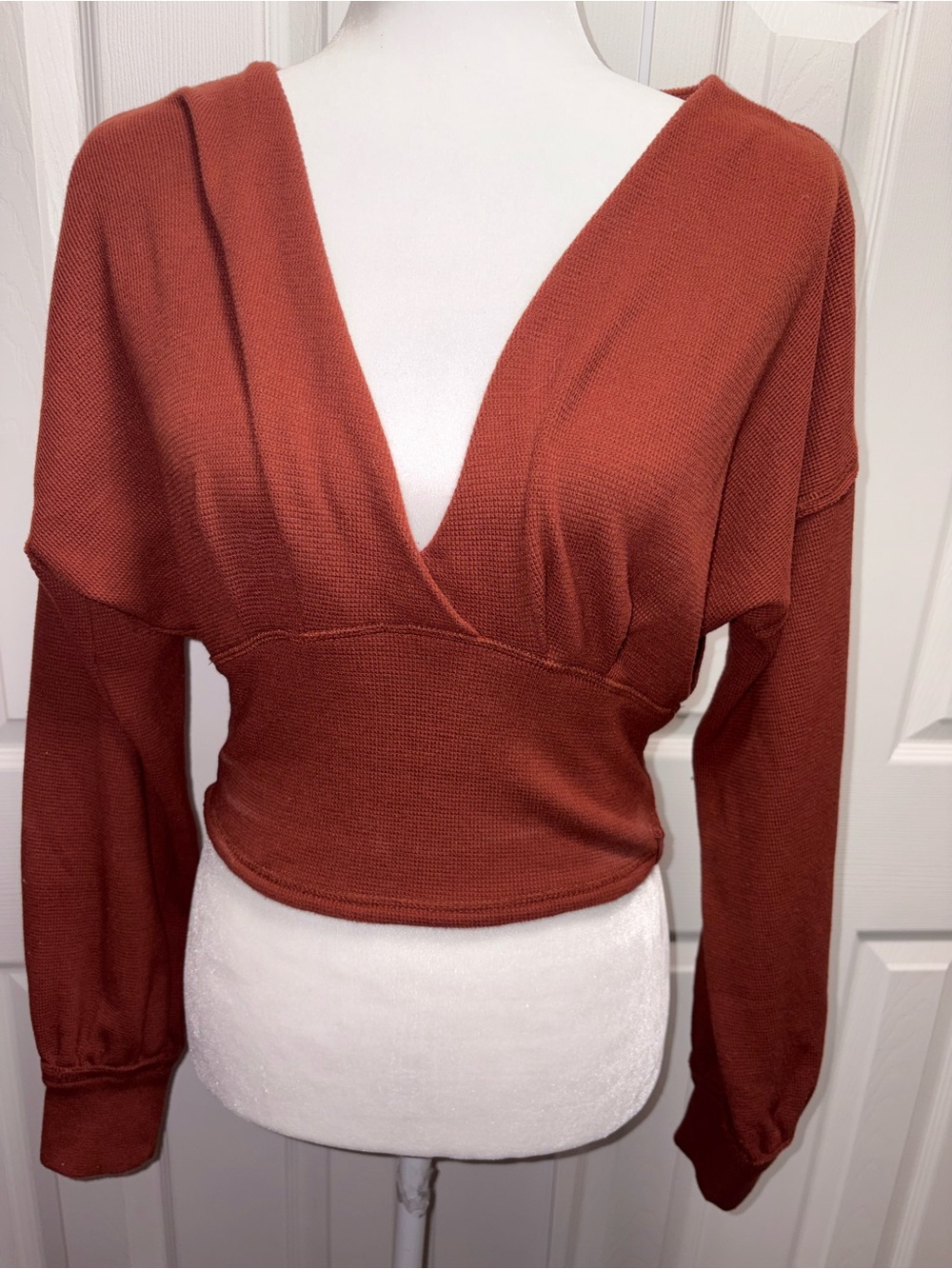 We The Free Rust V-Neck Cropped Sweater